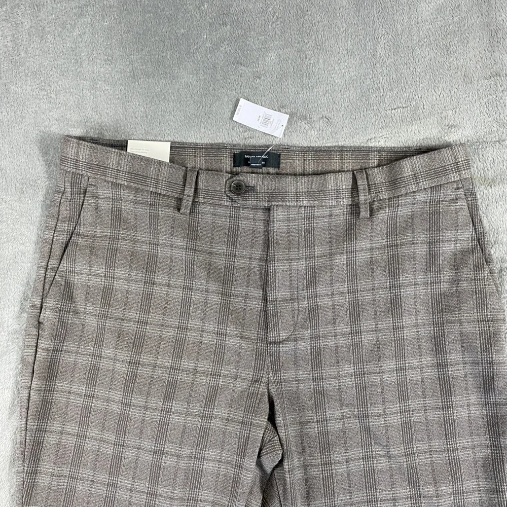 Banana Republic Pants Mens‎ 36x30 Brown Plaid Grayson Slim-Tapered Ankle New